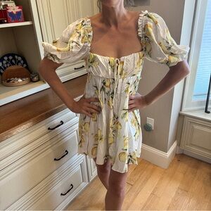 For Love And Lemons Lemon Print Mini Dress